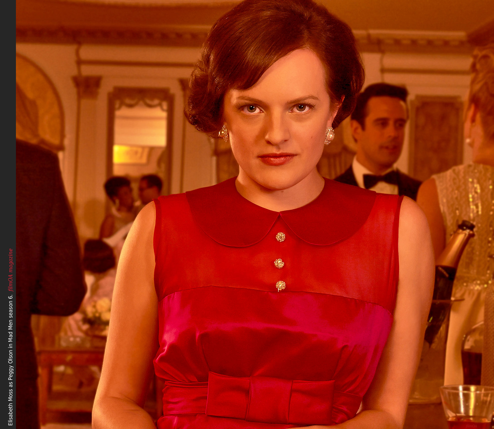 Elisabeth Moss as Peggy Olson red dress drink Mad Men season 6