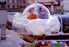 Audrey Tautou and Romain Duris fly around in a bubble in Mood Indigo