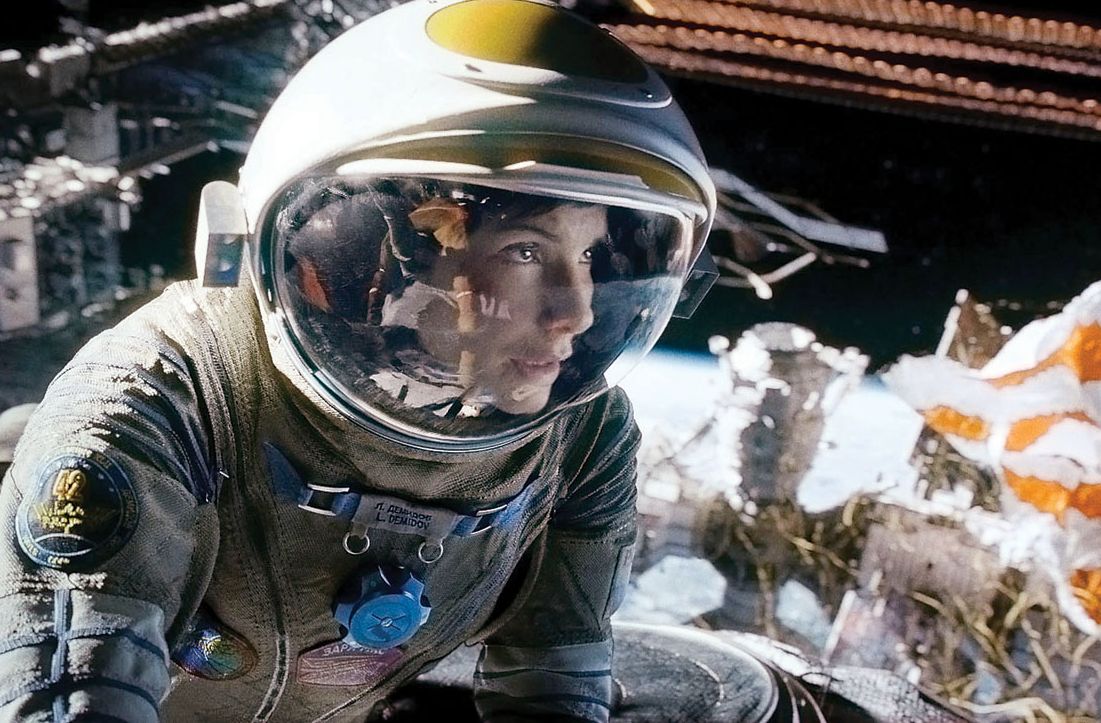 Sandra Bullock drifting in space