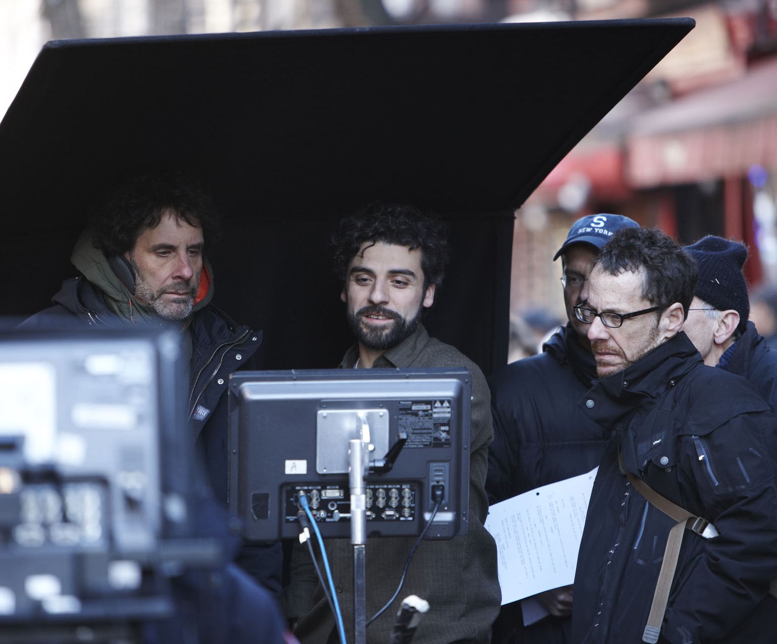 Ethan and Joel Coen on the set of Inside Llewyn Davis