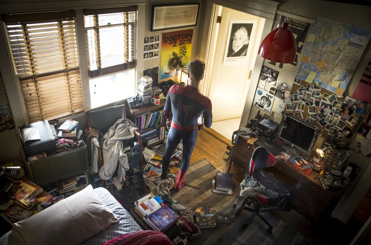 Peter Parker surveys his bedroom
