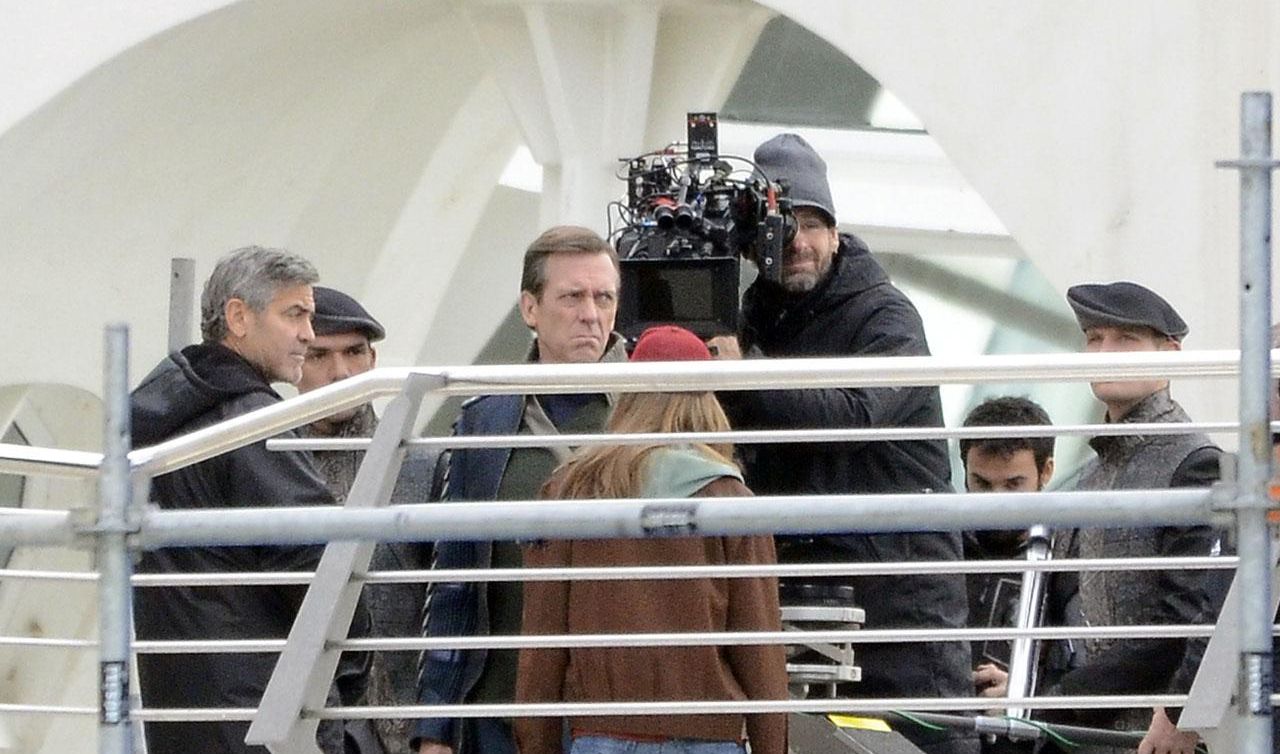 George Clooney &amp; Hugh Laurie on the set of Disney&#039;s Tomorrow