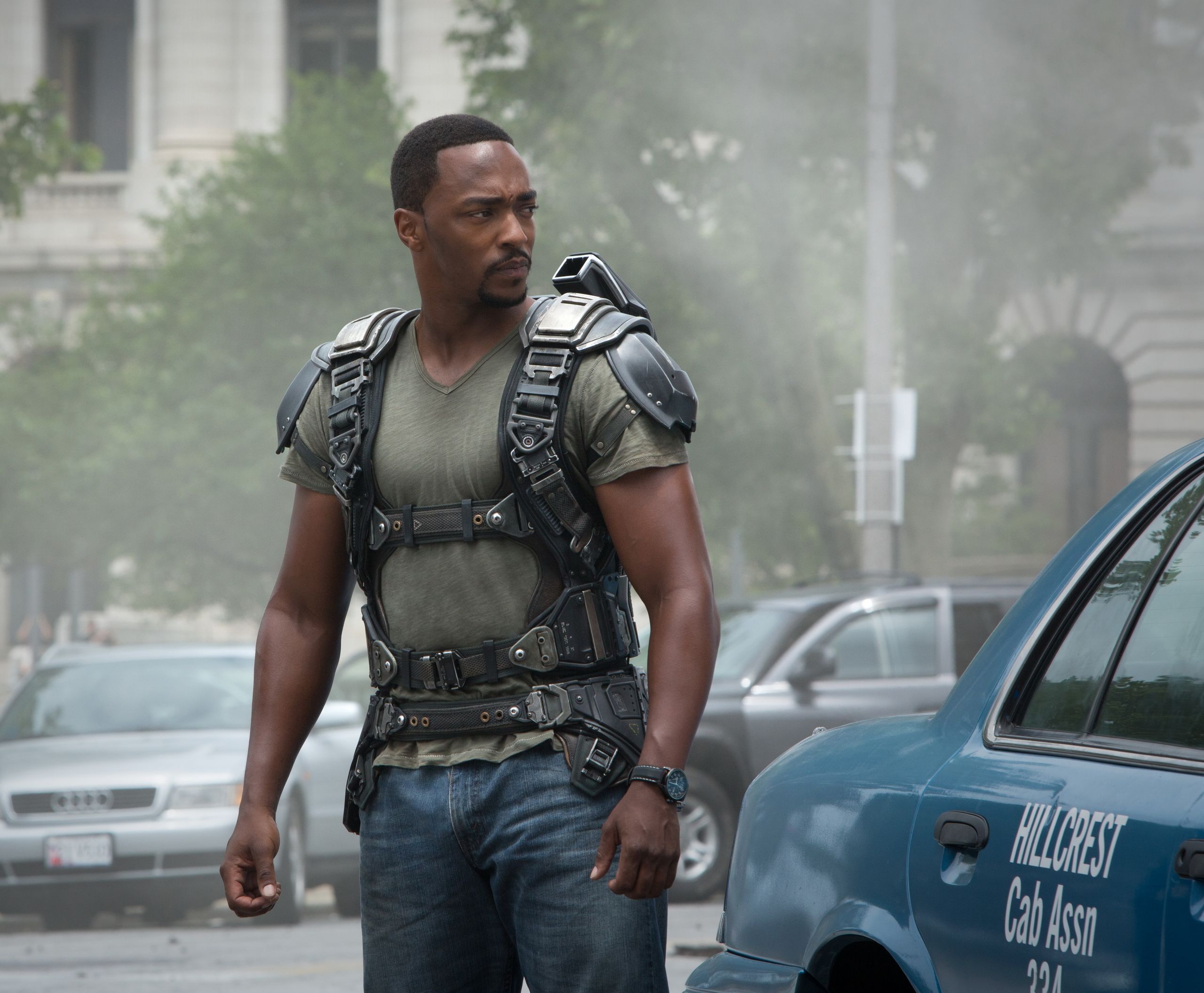Anthony Mackie as The Falcon in Captain America 2