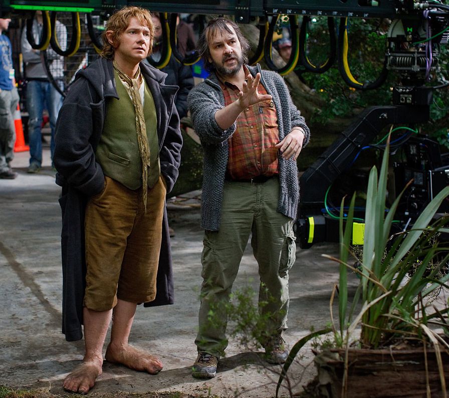 Peter Jackson and Martin Freeman filming the final Hobbit fi