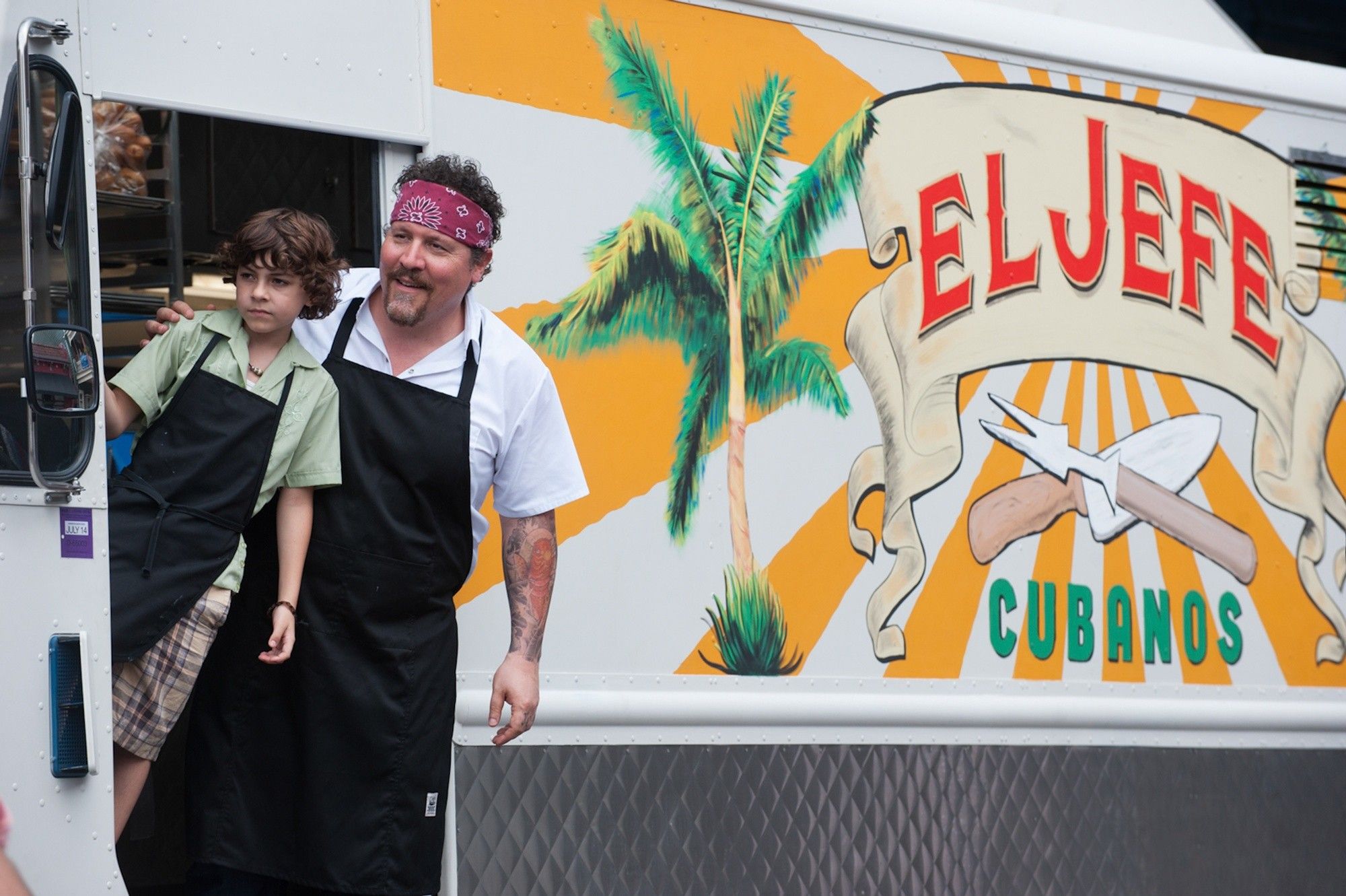 Carl Casper and son in their food van, El Jefe