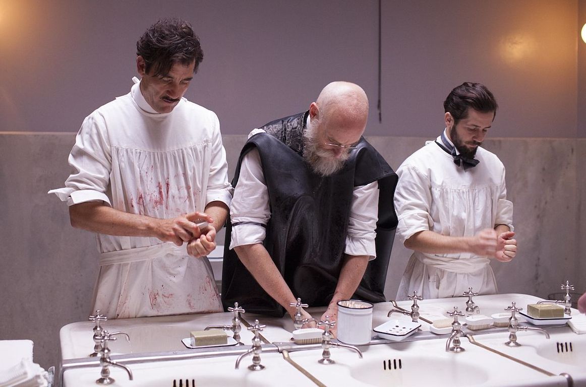Matt Frewer and Clive Owen getting ready to operate in The K