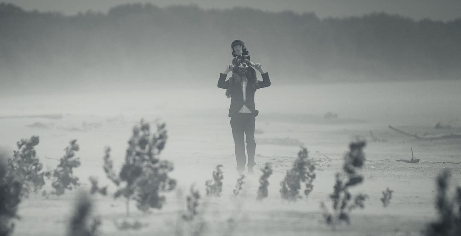 Gruff Rhys and John Evans in the dust