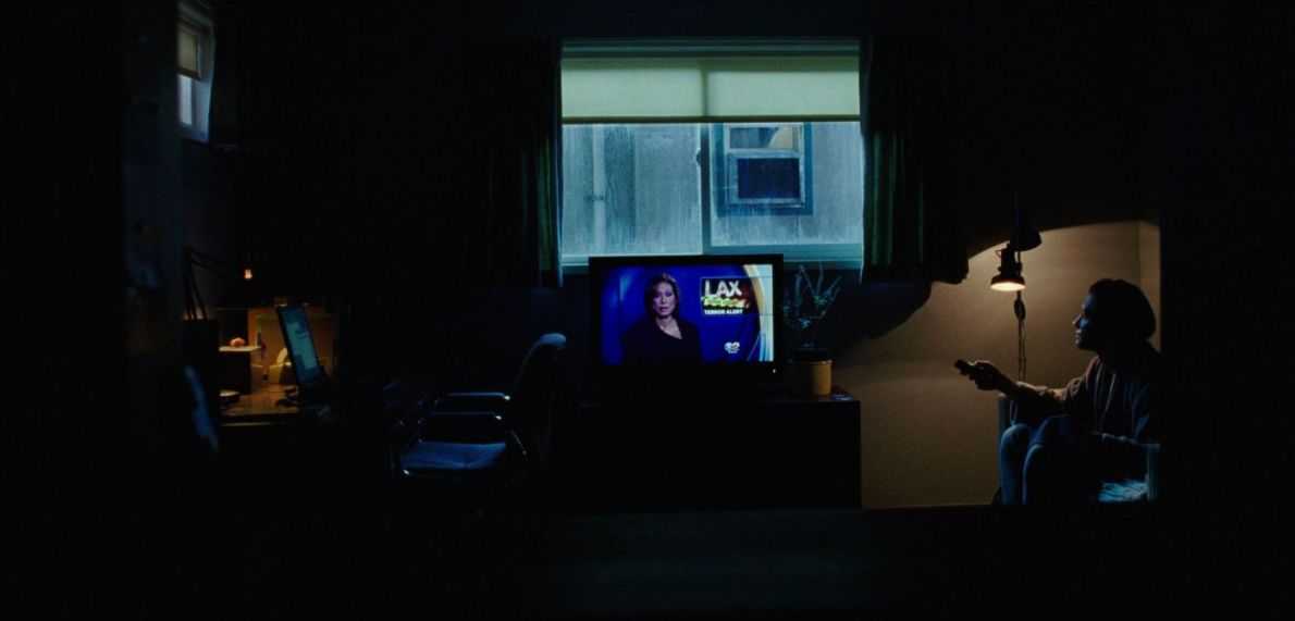 Jake Gyllenhaal in the dark watching TV - Nightcrawler