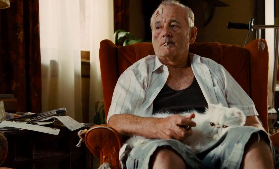 Bill Murray and his white fluffy cat