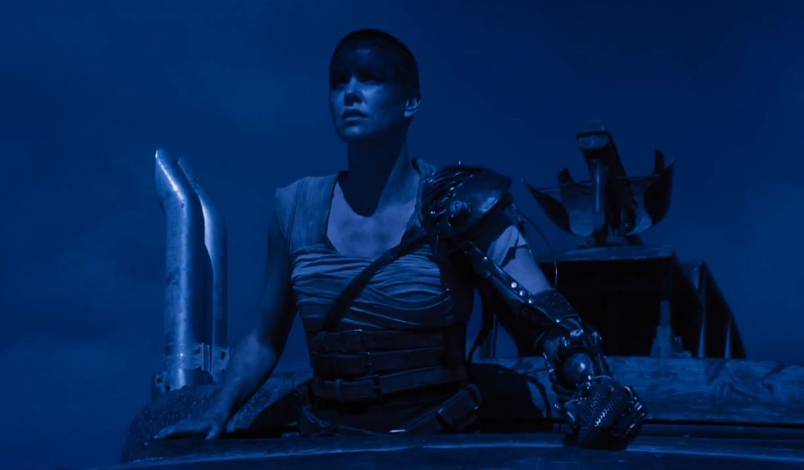 Charlize Theron blue sky at night - Mad Max: Fury Road