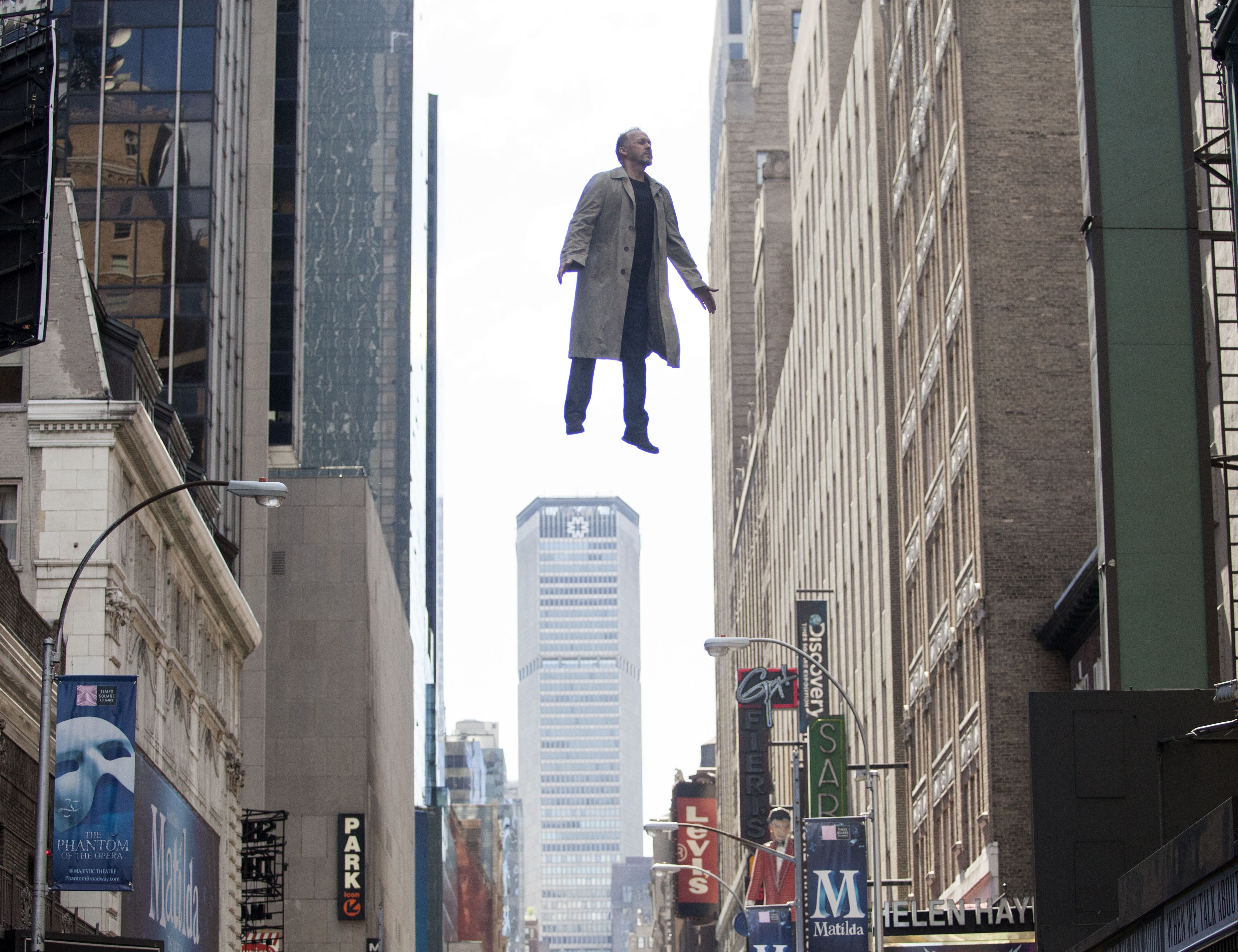 Michael Keaton flies in Birdman