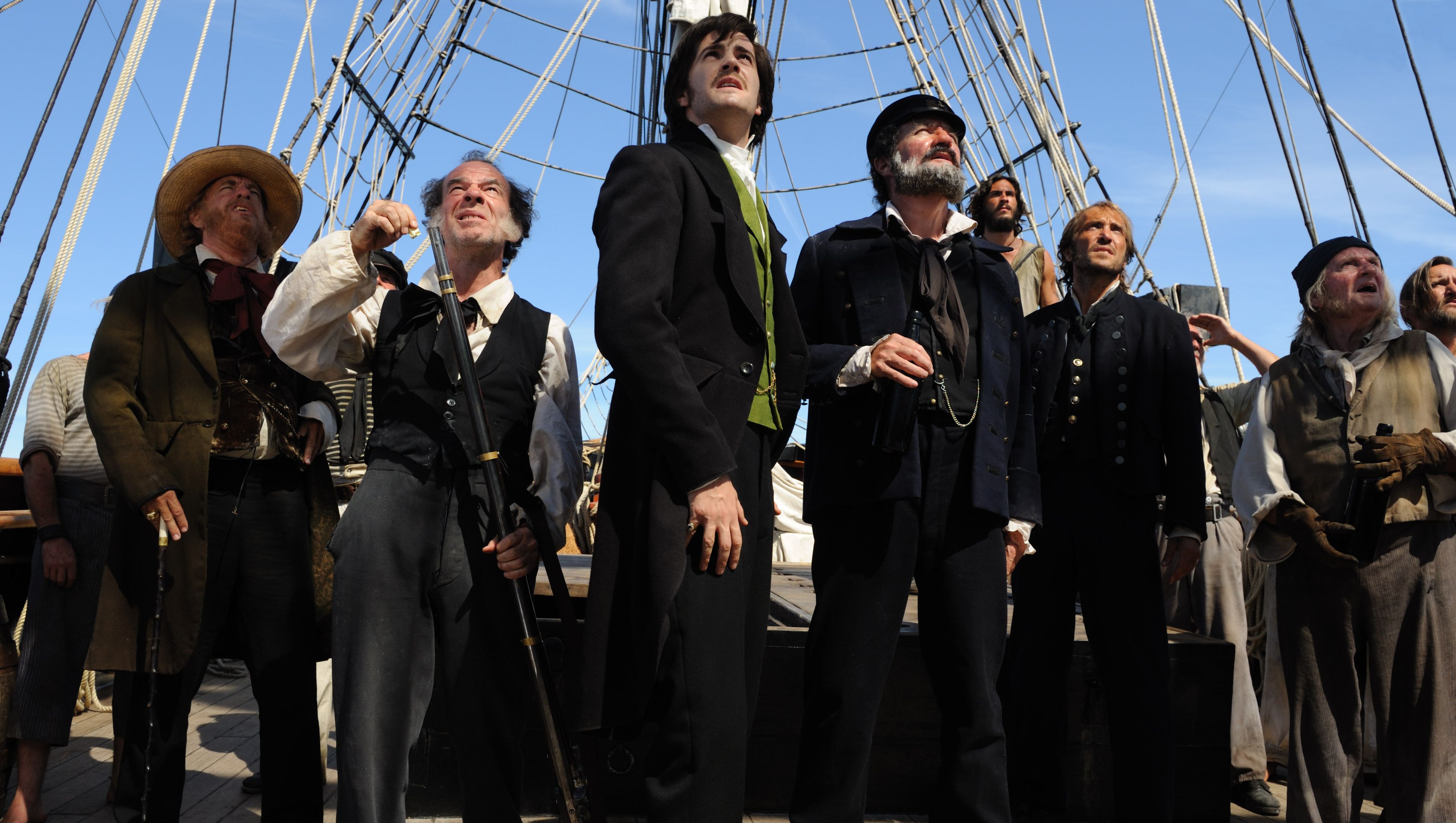 Jim Sturgess on a boat looking up - Cloud Atlas