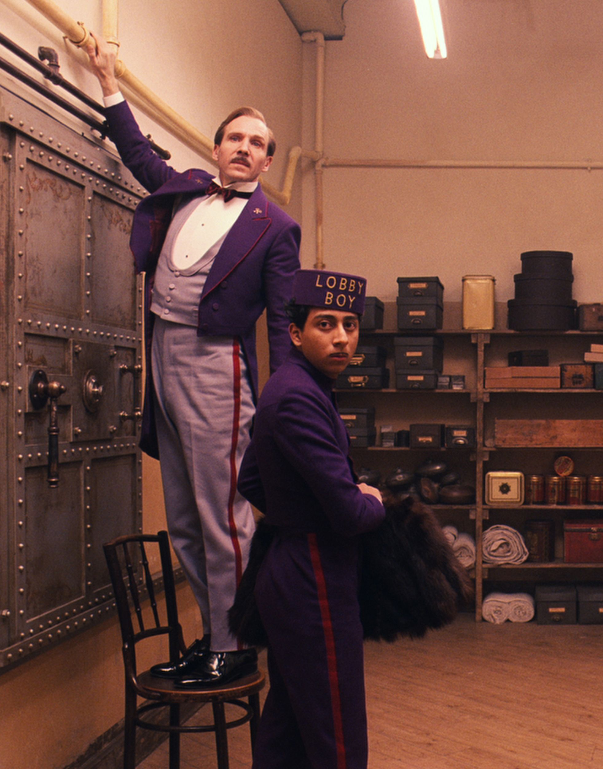 Gustave and lobby boy caught - The Grand Budapest Hotel