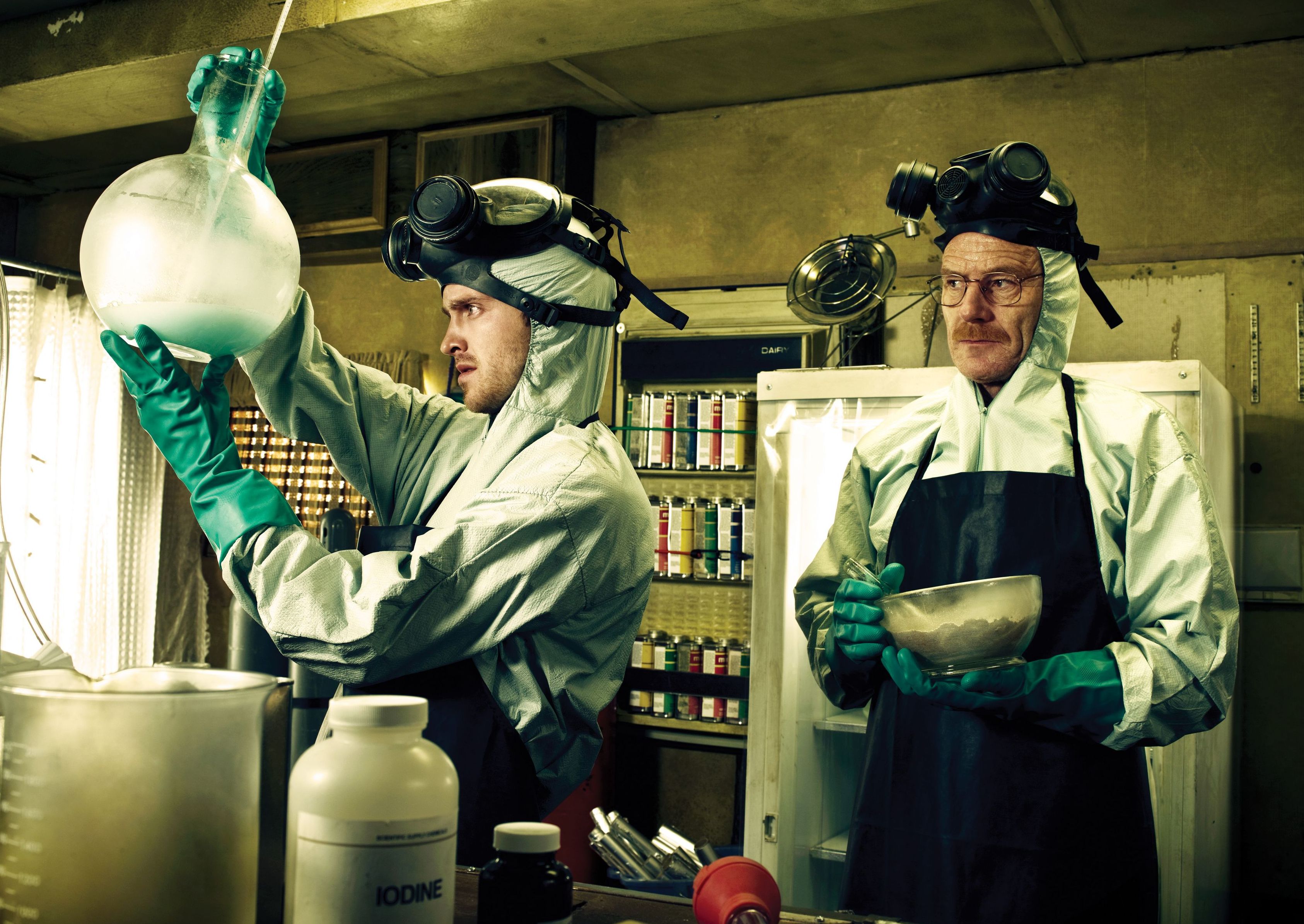 Aaron Paul and Bryan Cranston cook in Breaking Bad