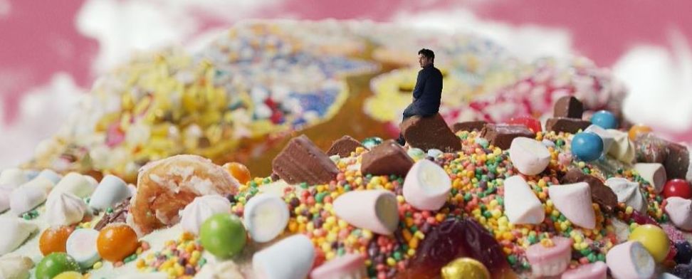 Damon Gameau surrounded by candy