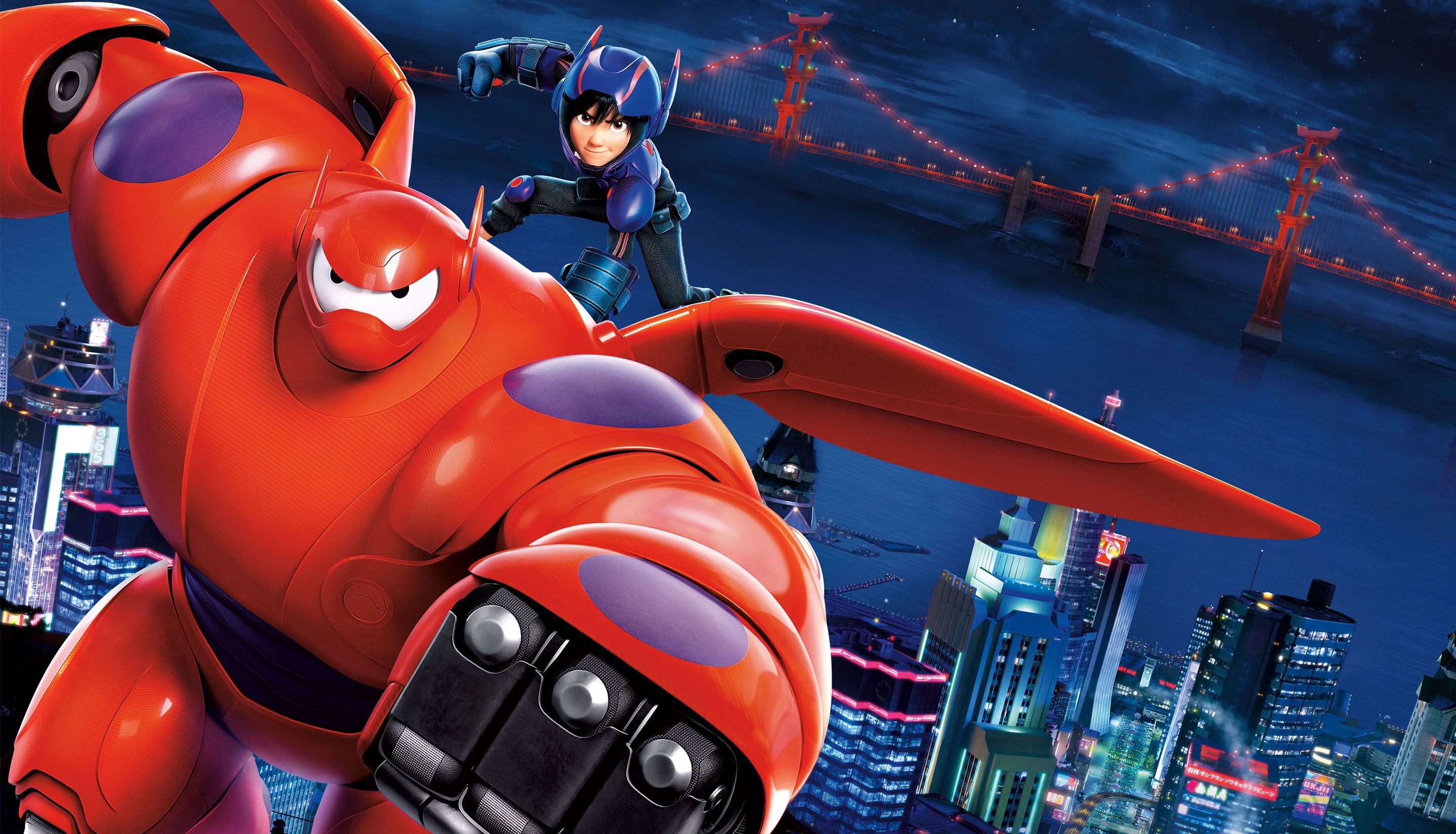 Hiro and Baymax fly