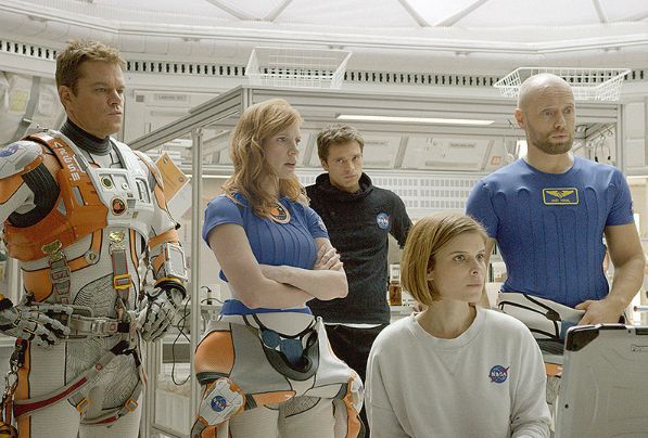 Kate Mara and Jessica Chastain in The Martian