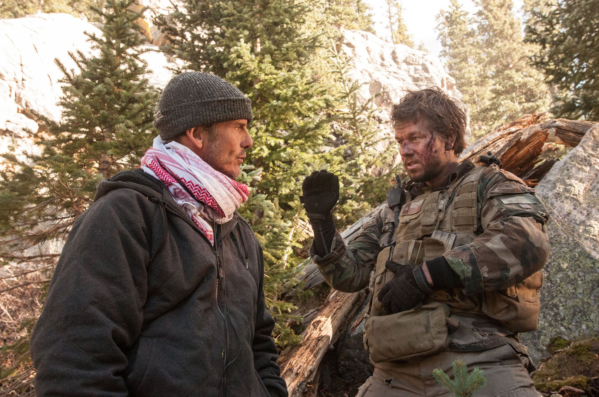 Director Peter Berg and Mark Wahlberg on &#039;Lone Survivor&#039; set