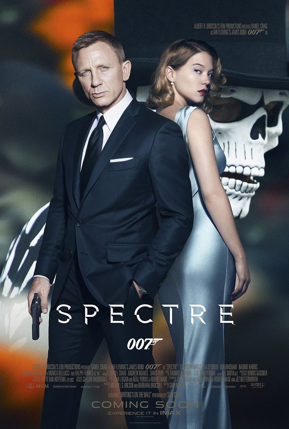 Bond Spectre Skull Poster with Daniel Craig and Léa Seydoux