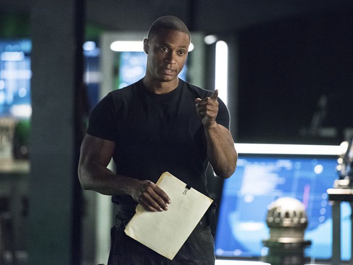 John Diggle arguing with Oliver Queen about Andy Diggle