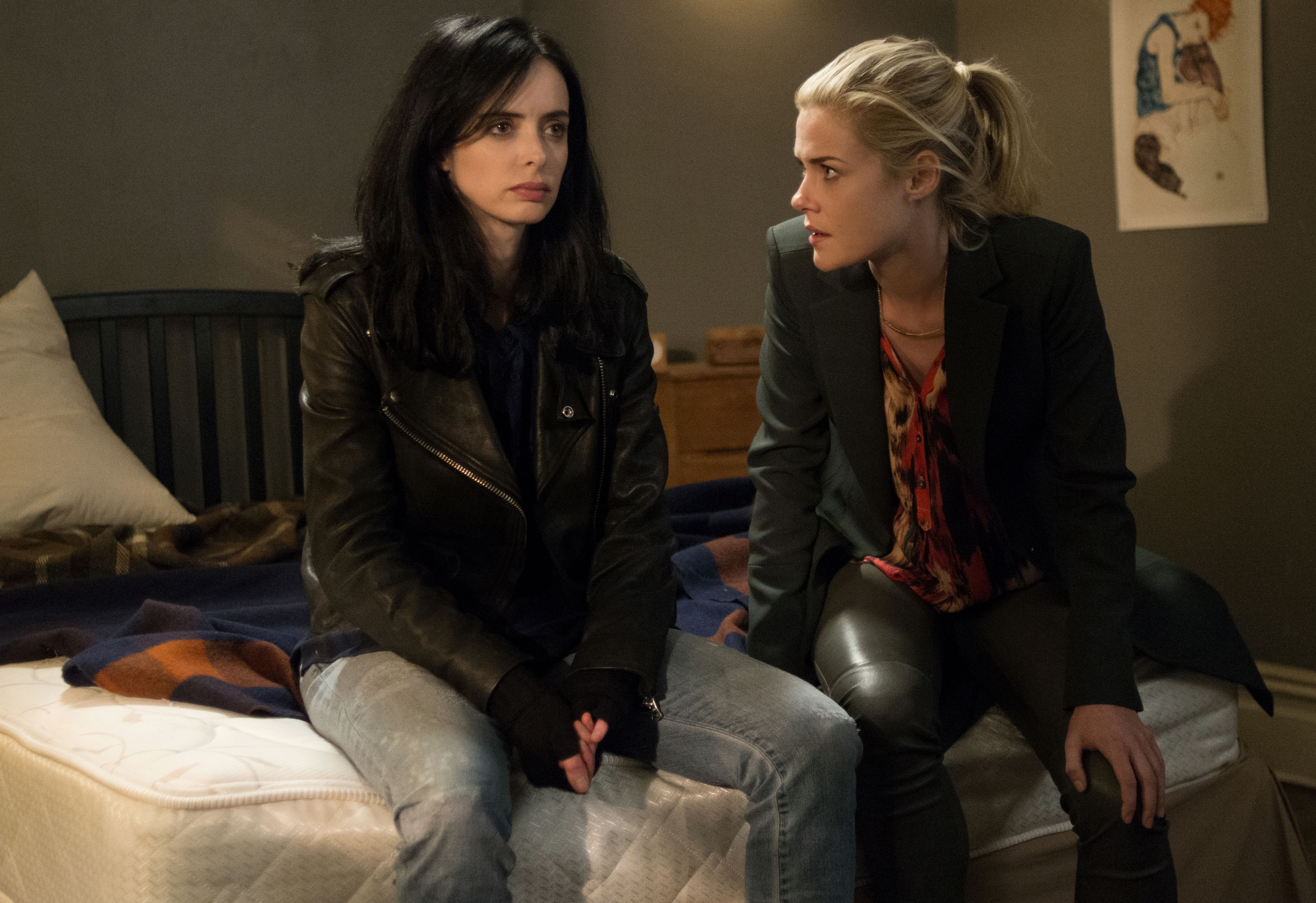 Krysten Ritter and Rachael Taylor as Jessica Jones and Trish Walter