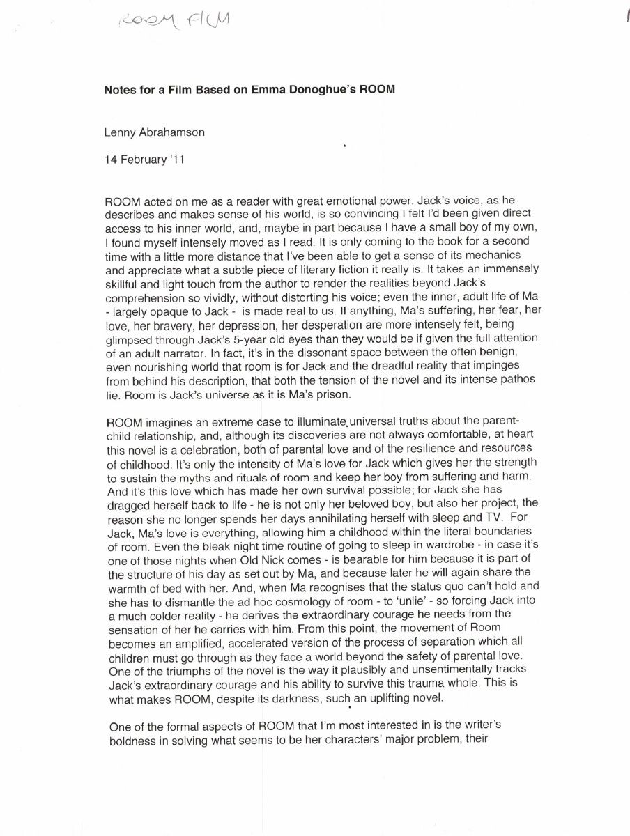 Room Letter (Page 1)