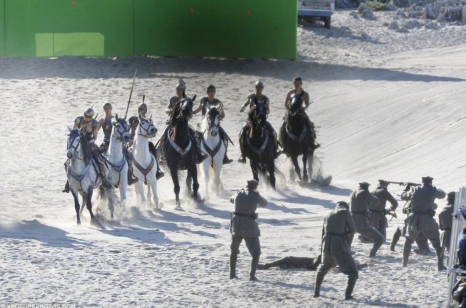 Battle scene on the set of Wonder Woman