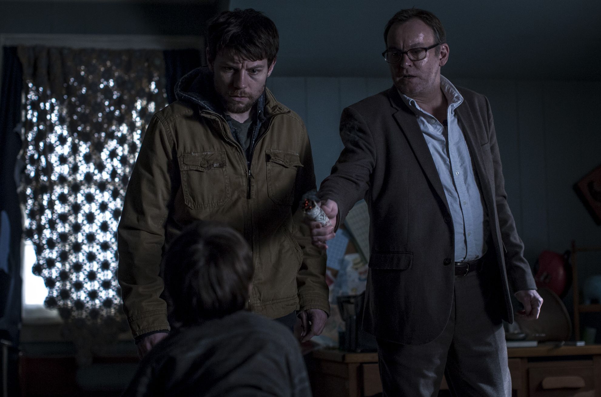 Patrick Fugit and Philip Glenister in &#039;Outcast&#039;