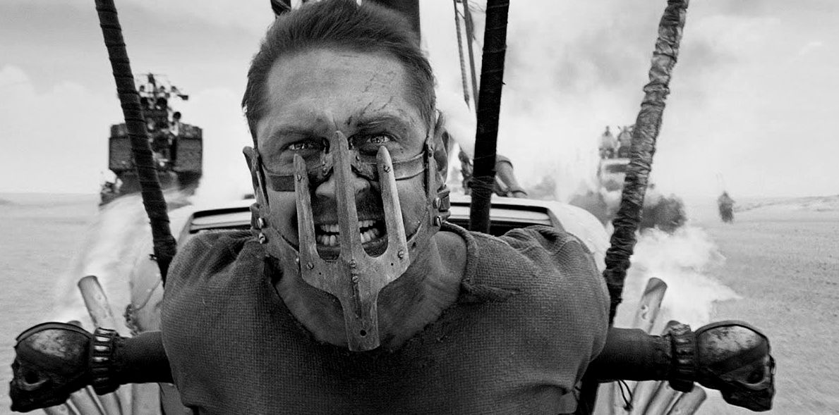 Mad Max: Fury Road in black and white