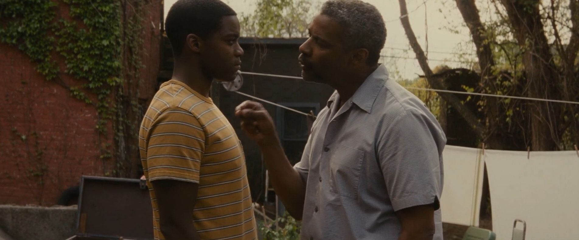 Jovan Adepo and Denzel Washington in &quot;Fences&quot;