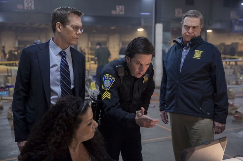 Kevin Bacon, Mark Wahlberg and John Goodman in "Patriots Day"