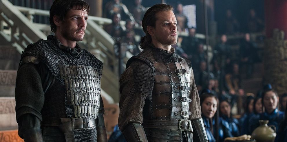 Pedro Pascal ("Tovar") and Matt Damon ("William") in "The Great Wall"