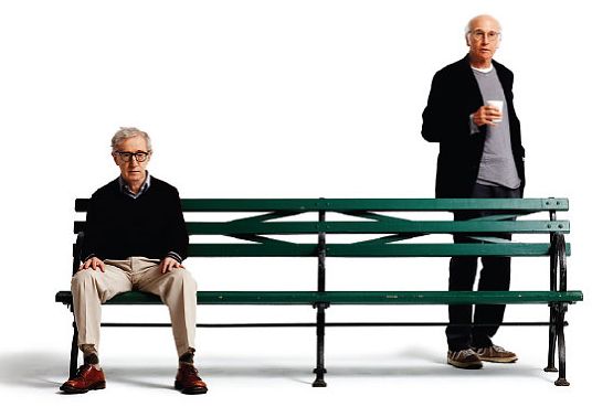 Publicity photo with Woody Allen and Larry David for Whateve