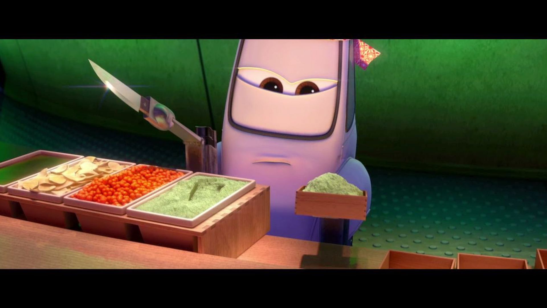 Pistachio ice cream? No it&#039;s wasabi Mater! Cars 2