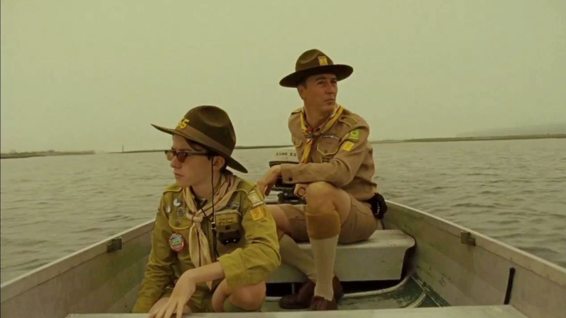 Bill Murray, Bruce Willis and Edward Norton on the set of Moonrise Kingdom